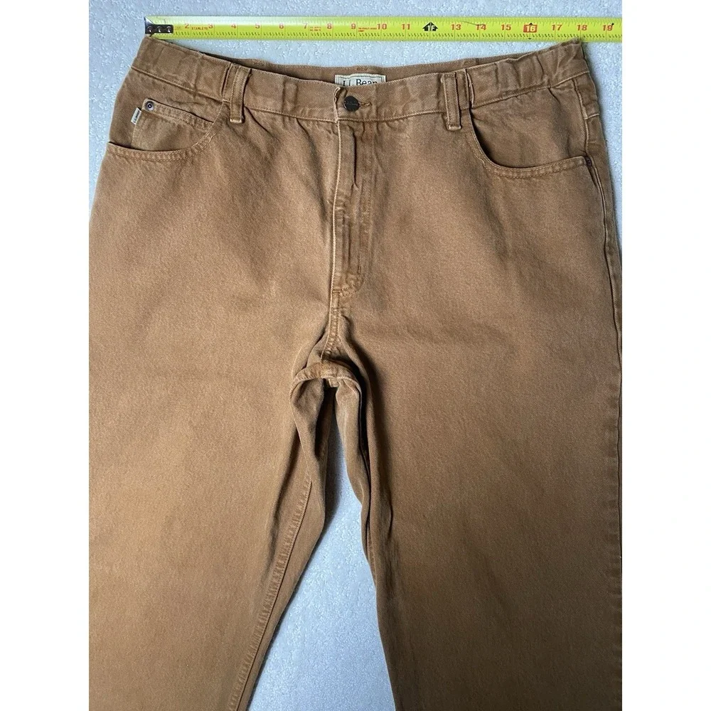 LL Bean Comfort Waist Relaxed Fit Khaki Pants Men's 38x32 Measured 36x30 Brown
